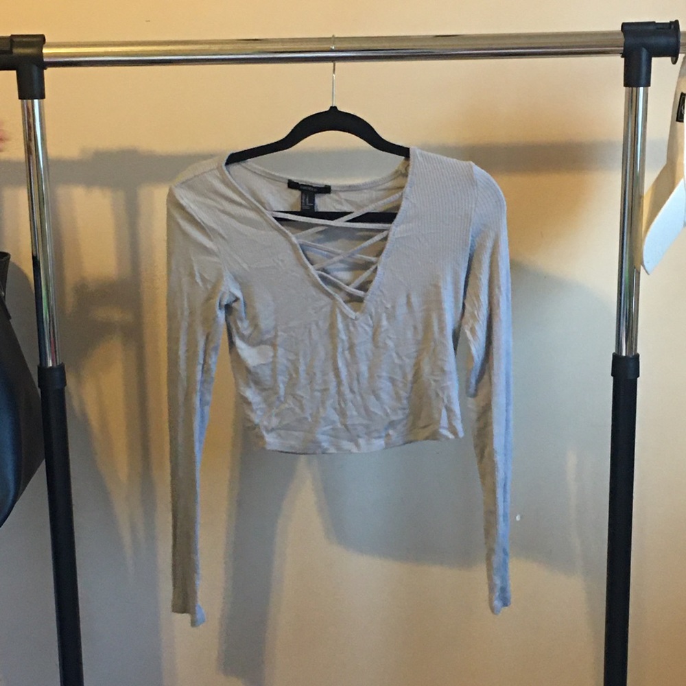 grey long sleeve top